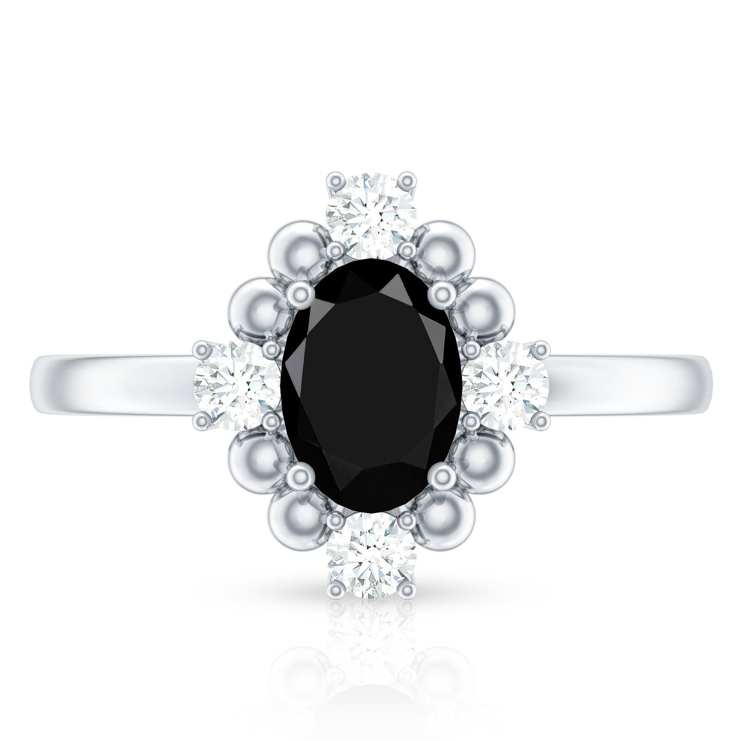 Certified 1.9 Carat Oval Lab Grown Black Diamond Engagement Ring with White Diamond