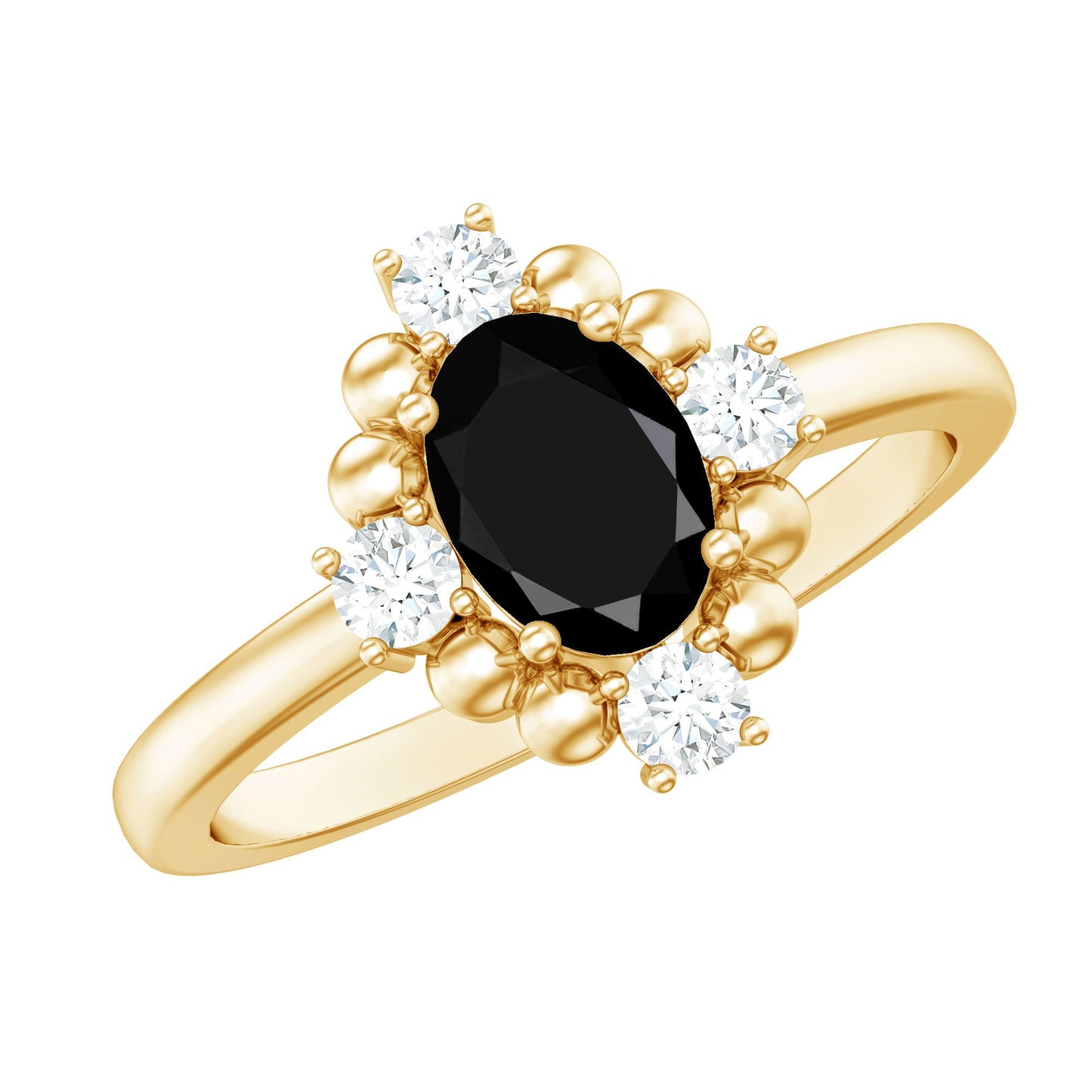 Certified 1.9 Carat Oval Lab Grown Black Diamond Engagement Ring with White Diamond