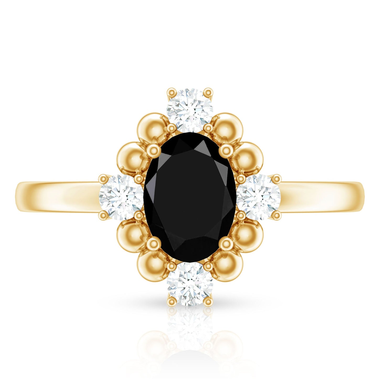 Certified 1.9 Carat Oval Lab Grown Black Diamond Engagement Ring with White Diamond