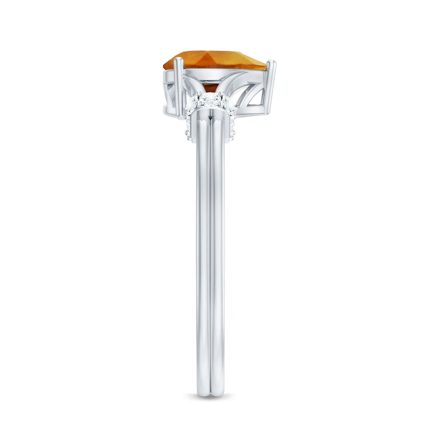 Certified Real Citrine Pear Shaped Engagement Ring with Diamond