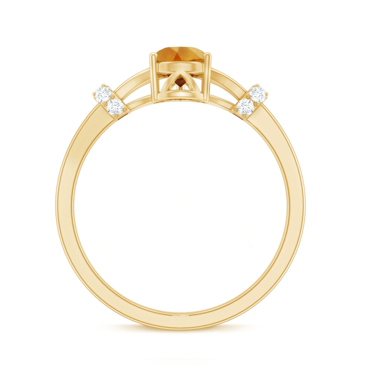 Certified Real Citrine Pear Shaped Engagement Ring with Diamond