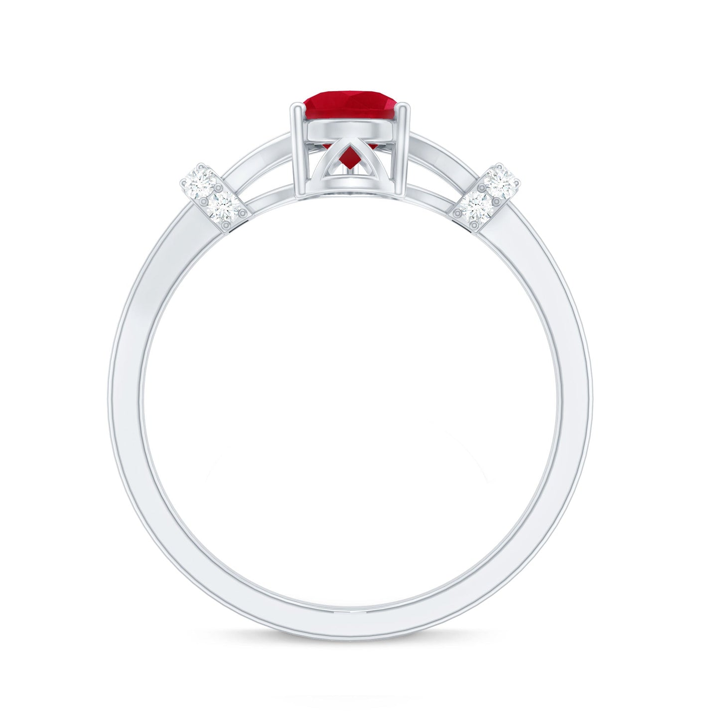 Real 0.8 Carat Ruby Pear Shaped Engagement Ring with Diamond