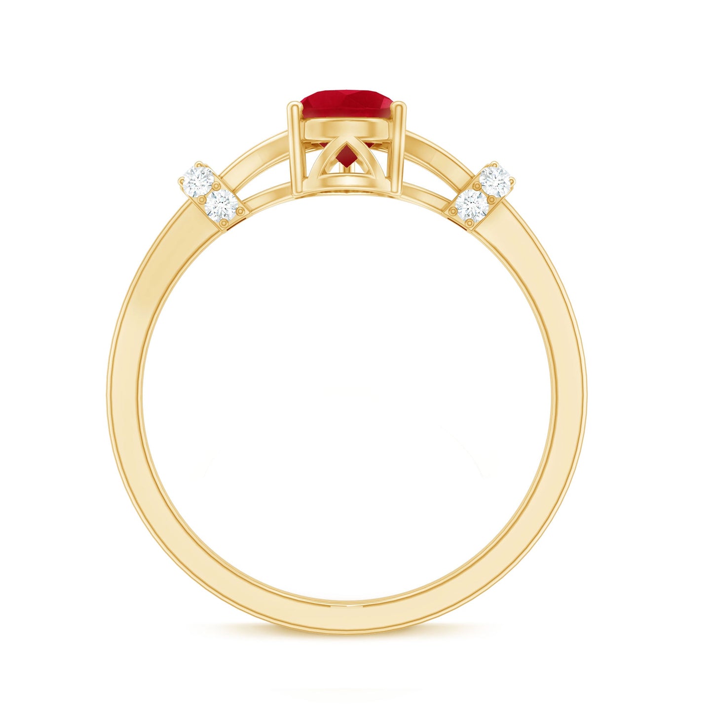 Real 0.8 Carat Ruby Pear Shaped Engagement Ring with Diamond