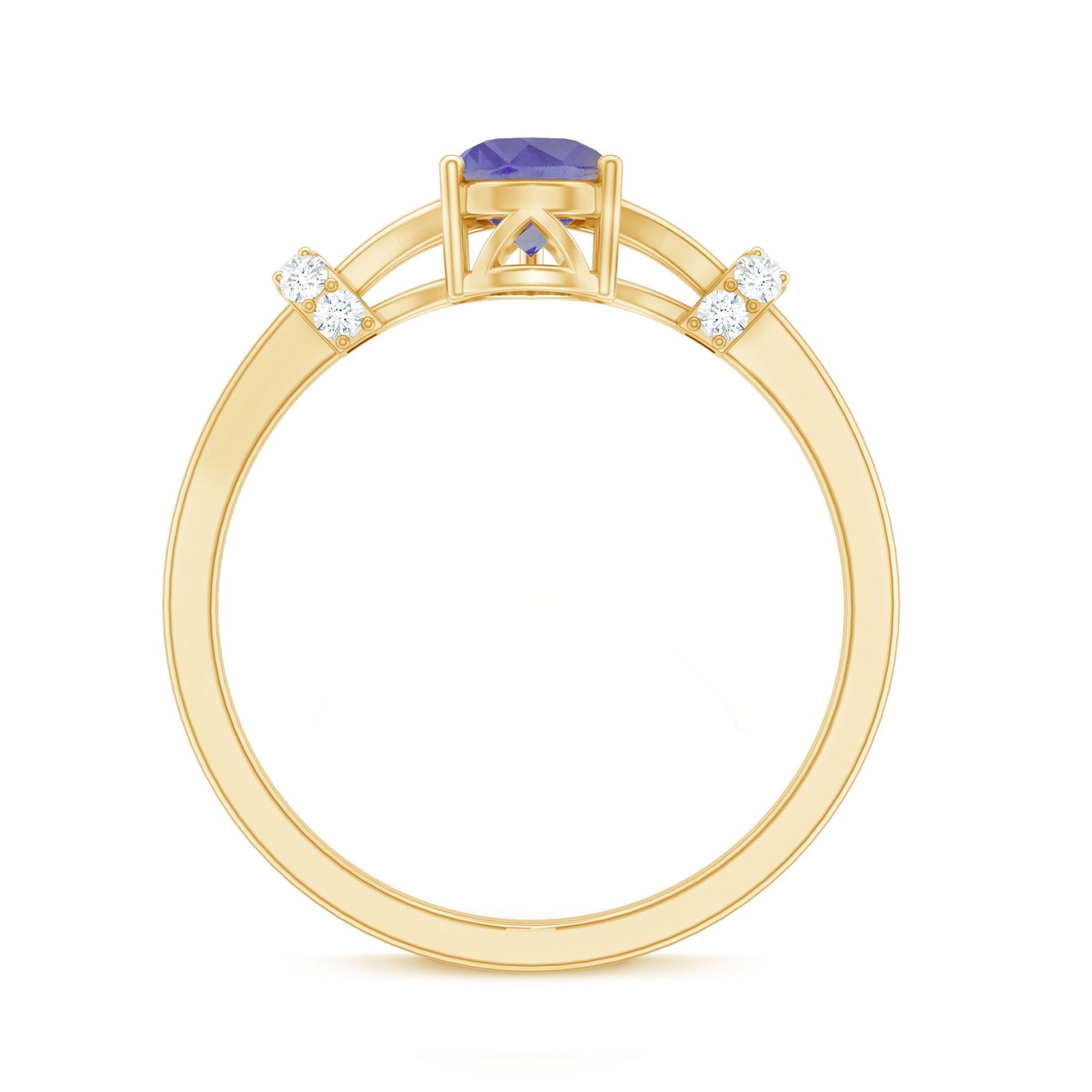 Natural Pear Shape Tanzanite Diamond Engagement Ring with Split Shank