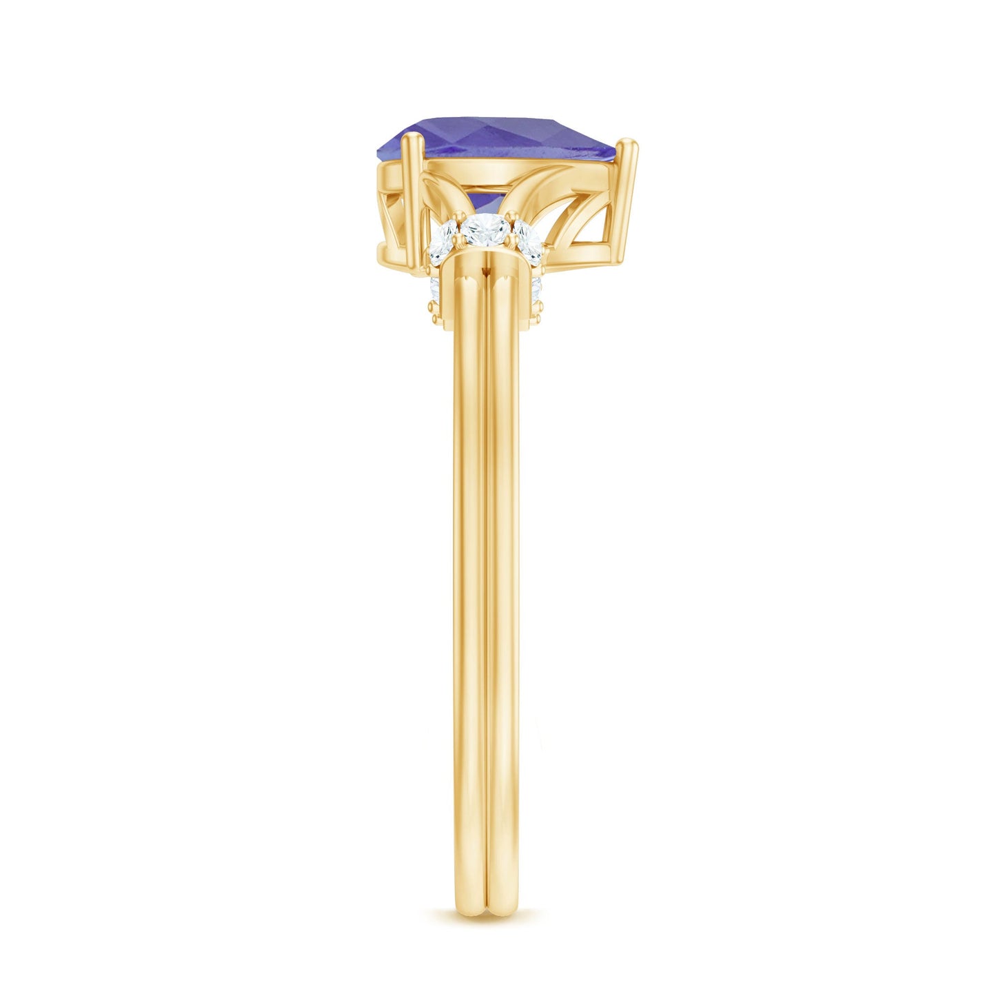 Natural Pear Shape Tanzanite Diamond Engagement Ring with Split Shank