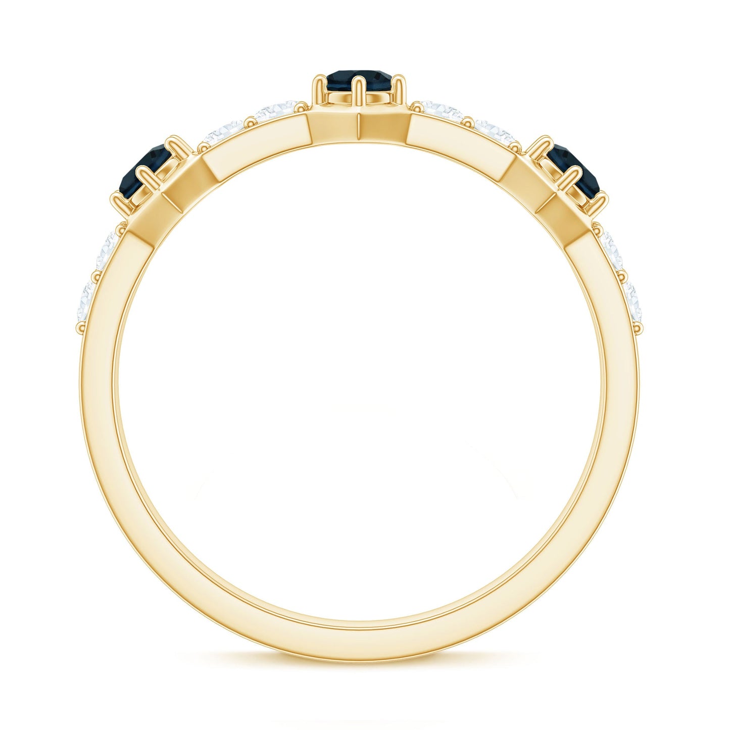 Certified London Blue Topaz Eternity Wedding Band with Diamond
