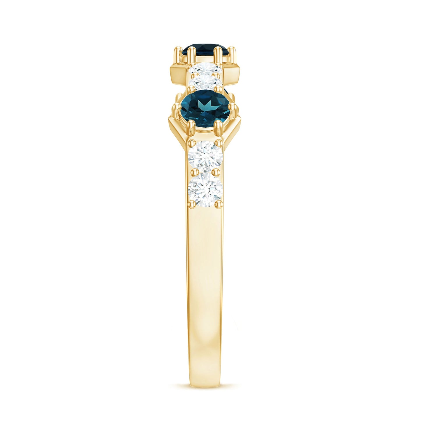 Certified London Blue Topaz Eternity Wedding Band with Diamond