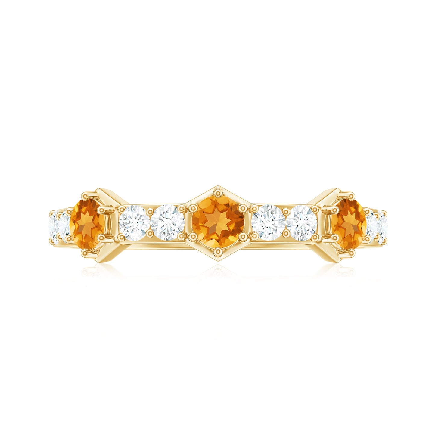 Genuine Citrine Diamond Half Eternity Ring for Anniversary