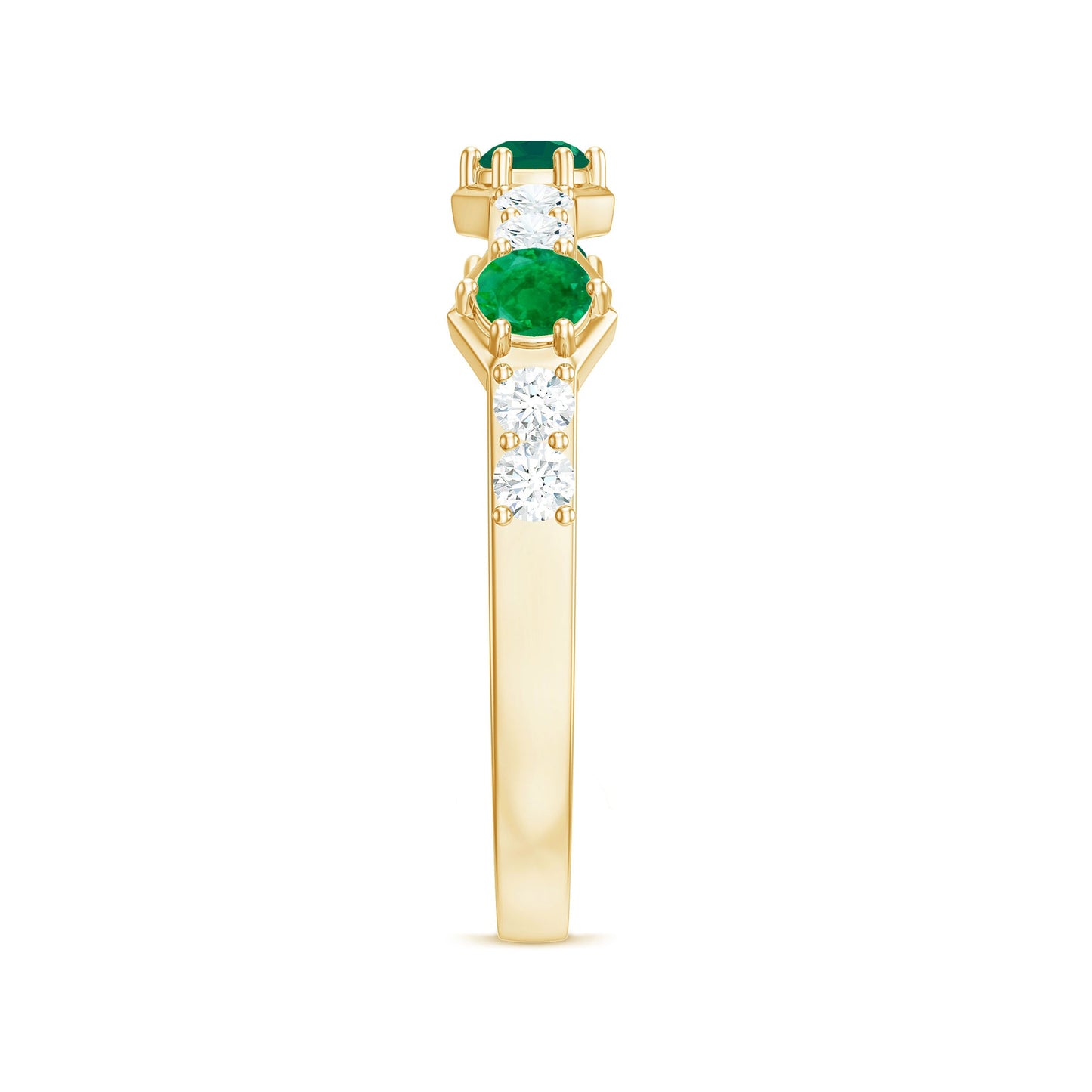 Natural Emerald and Diamond Half Eternity Ring