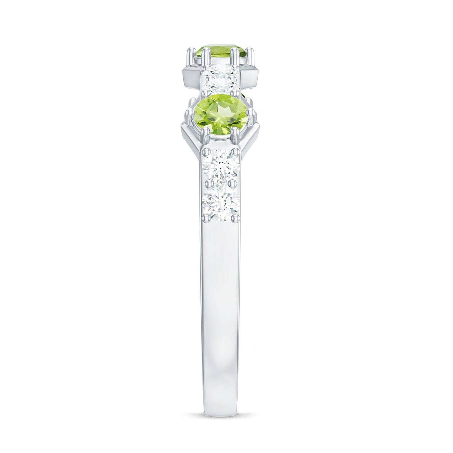 Natural Peridot Diamond Half Eternity Ring for Anniversary