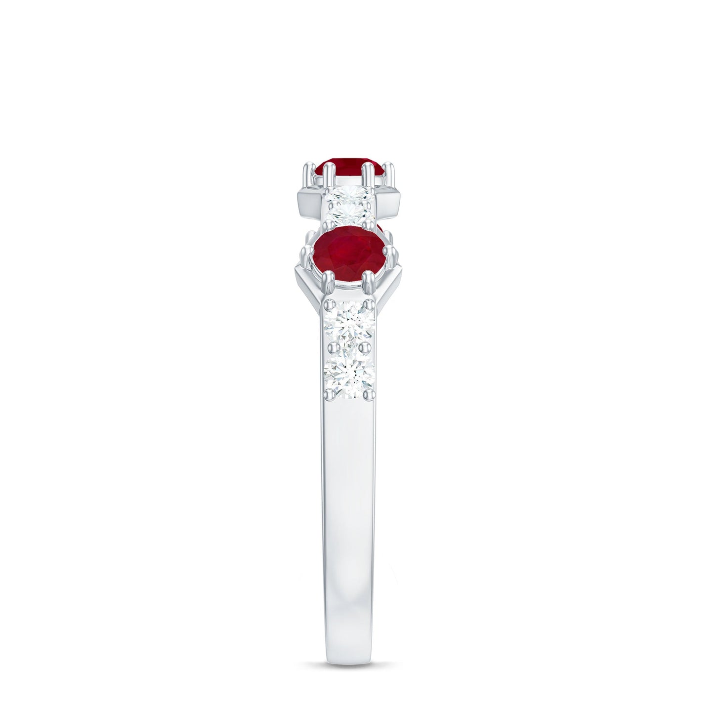 Natural Ruby Diamond Half Eternity Ring for Women