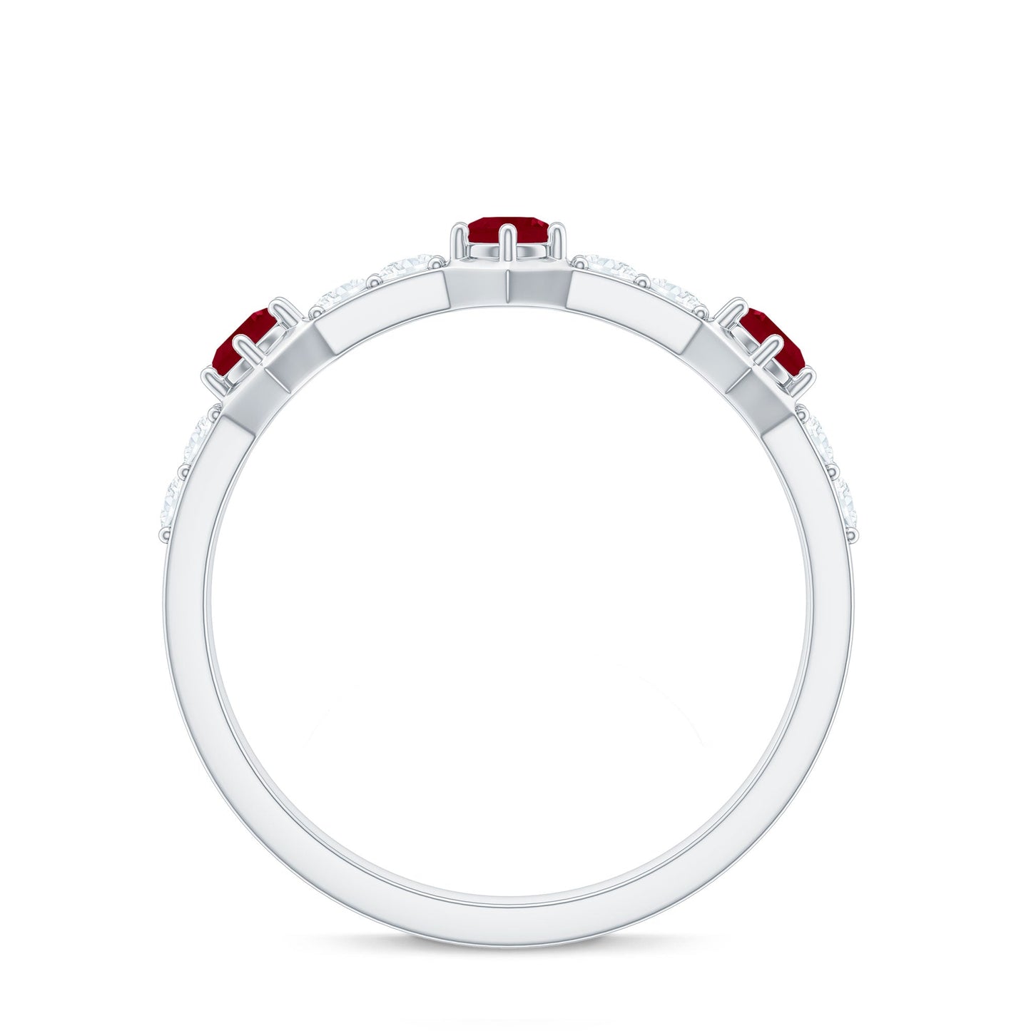 Natural Ruby Diamond Half Eternity Ring for Women