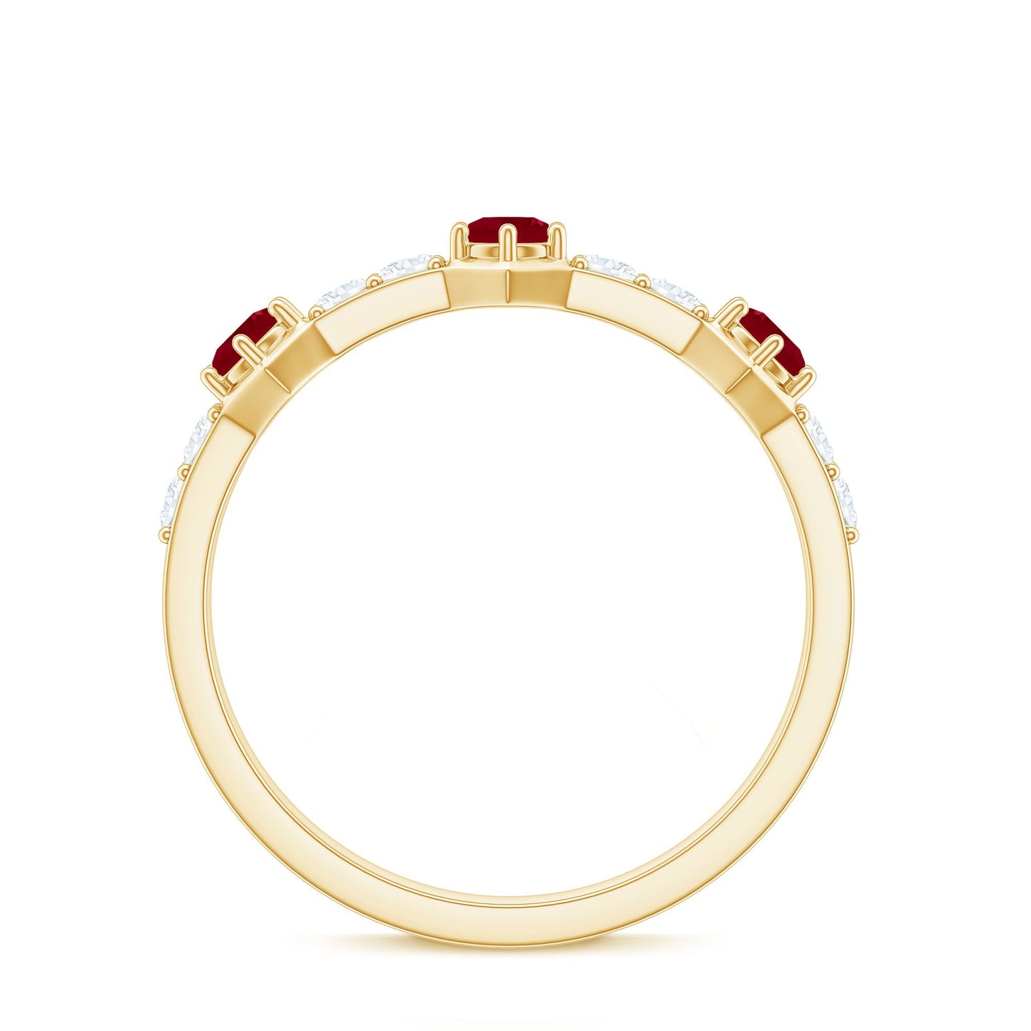 Natural Ruby Diamond Half Eternity Ring for Women