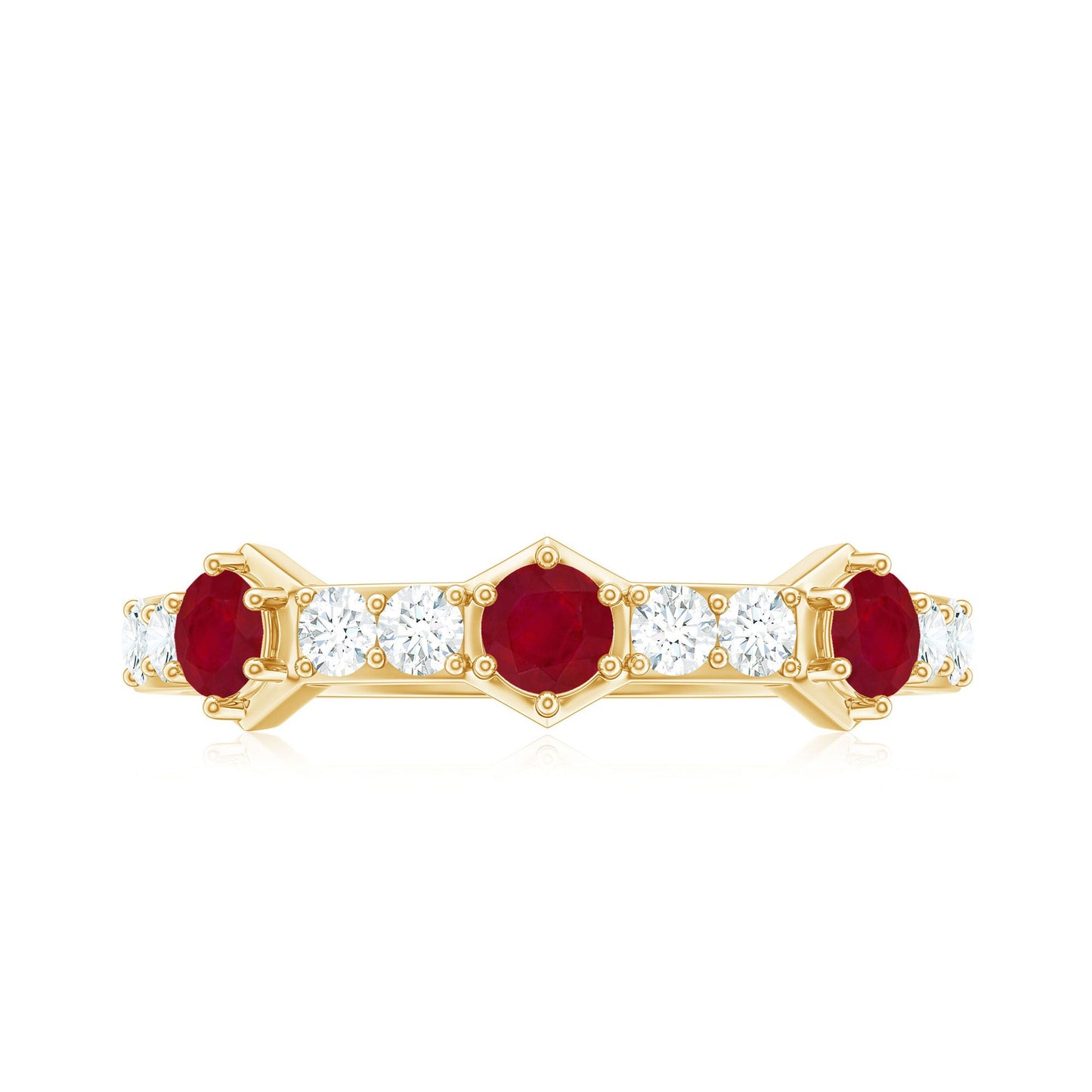 Natural Ruby Diamond Half Eternity Ring for Women