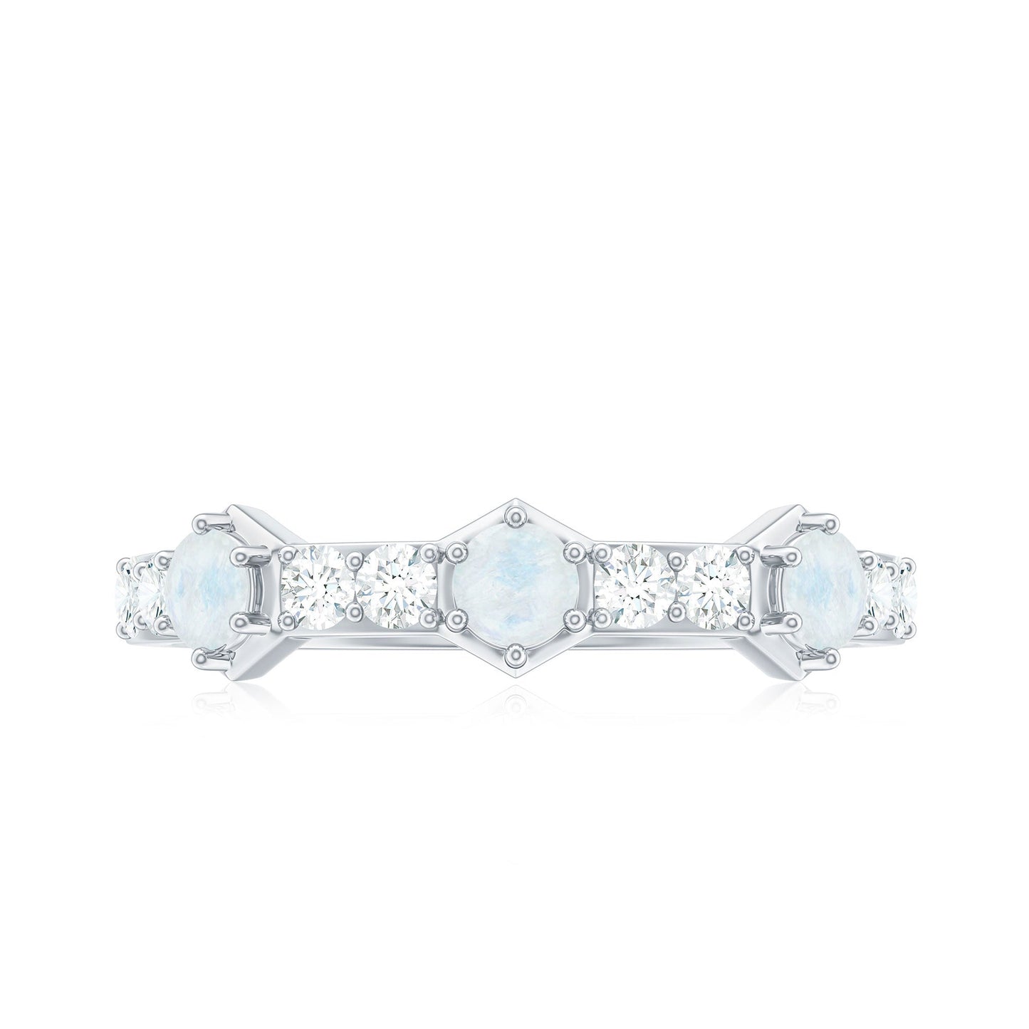 Moonstone and Diamond Minimal Half Eternity Ring