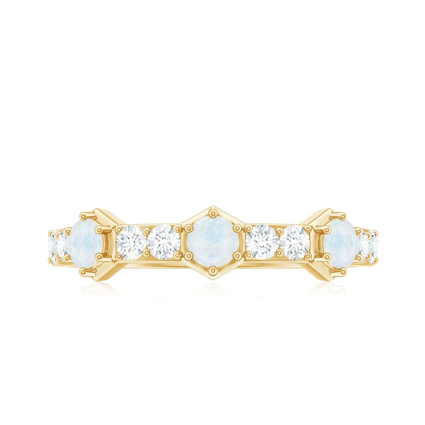 Moonstone and Diamond Minimal Half Eternity Ring
