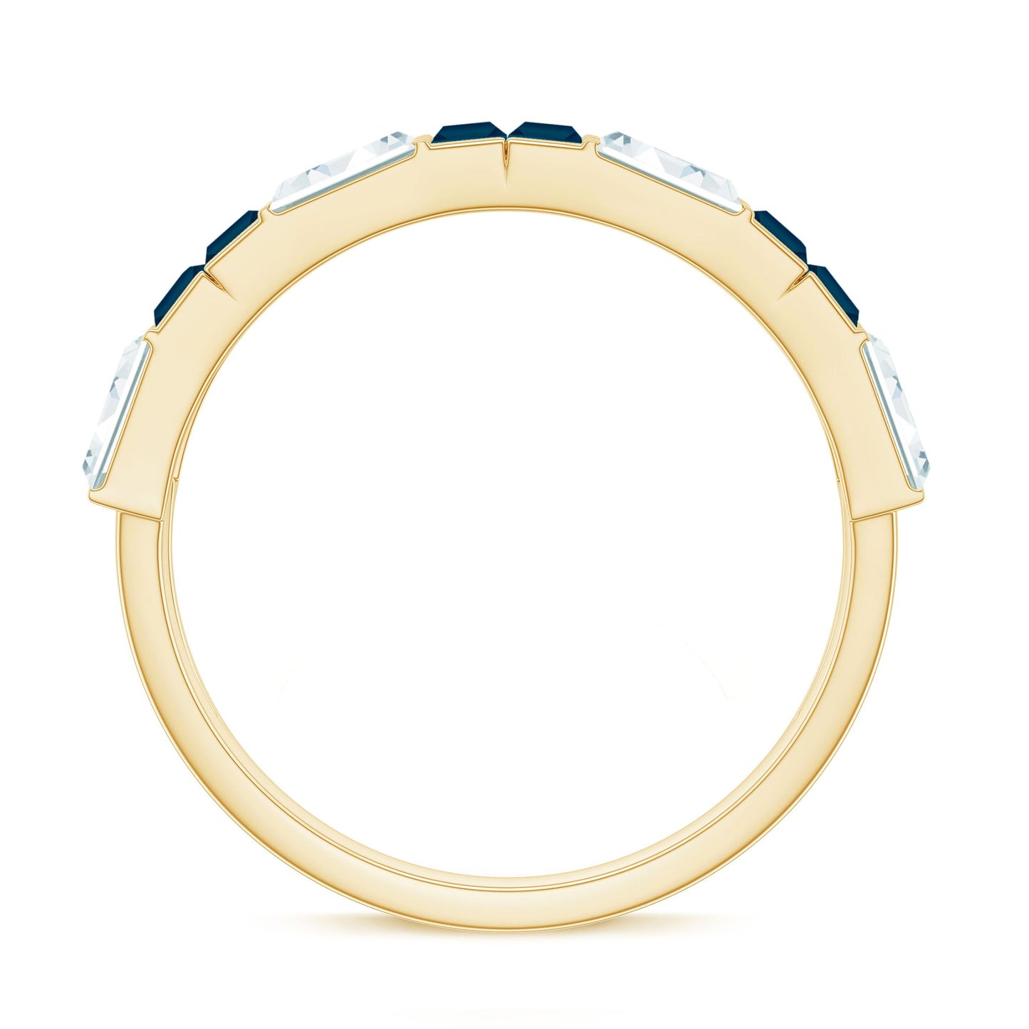 Baguette London Blue Topaz Alternate Eternity Band with Moissanite