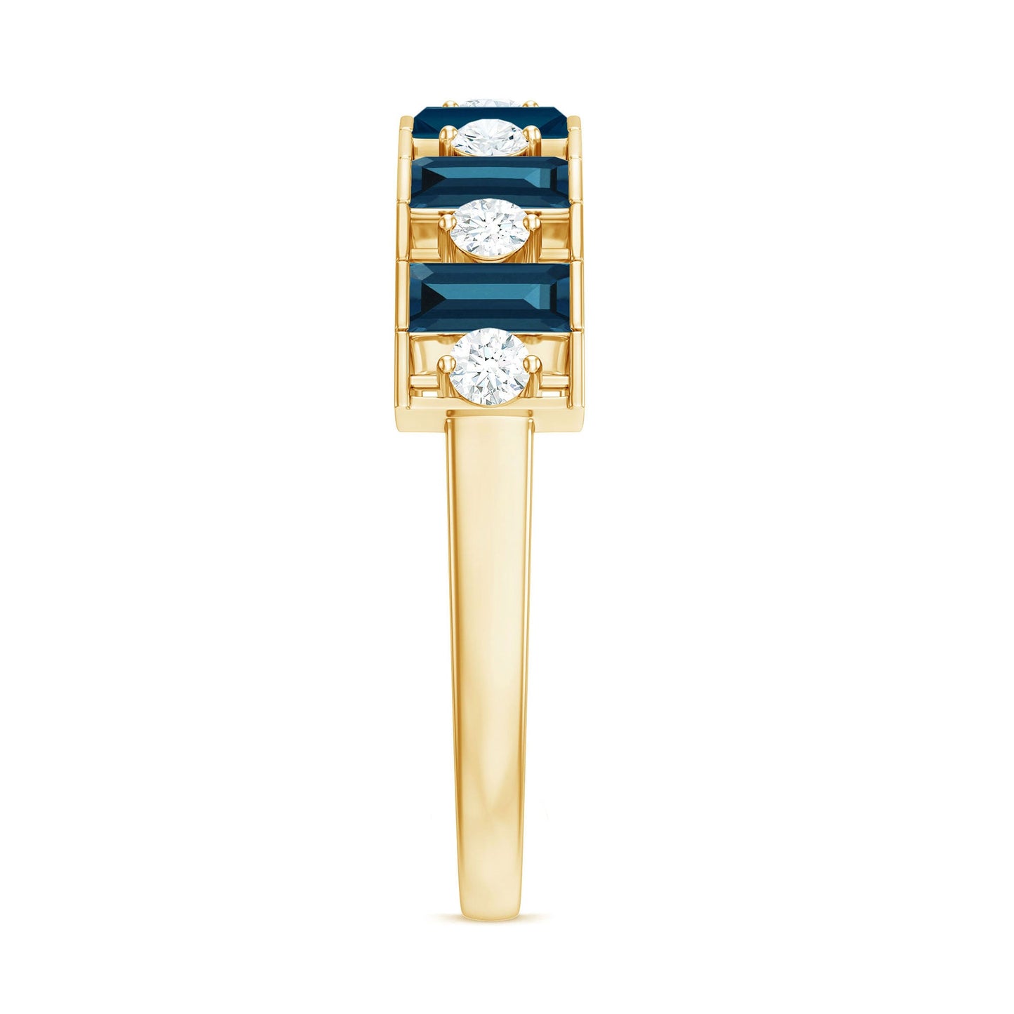 Baguette London Blue Topaz Eternity Anniversary Band with Diamond