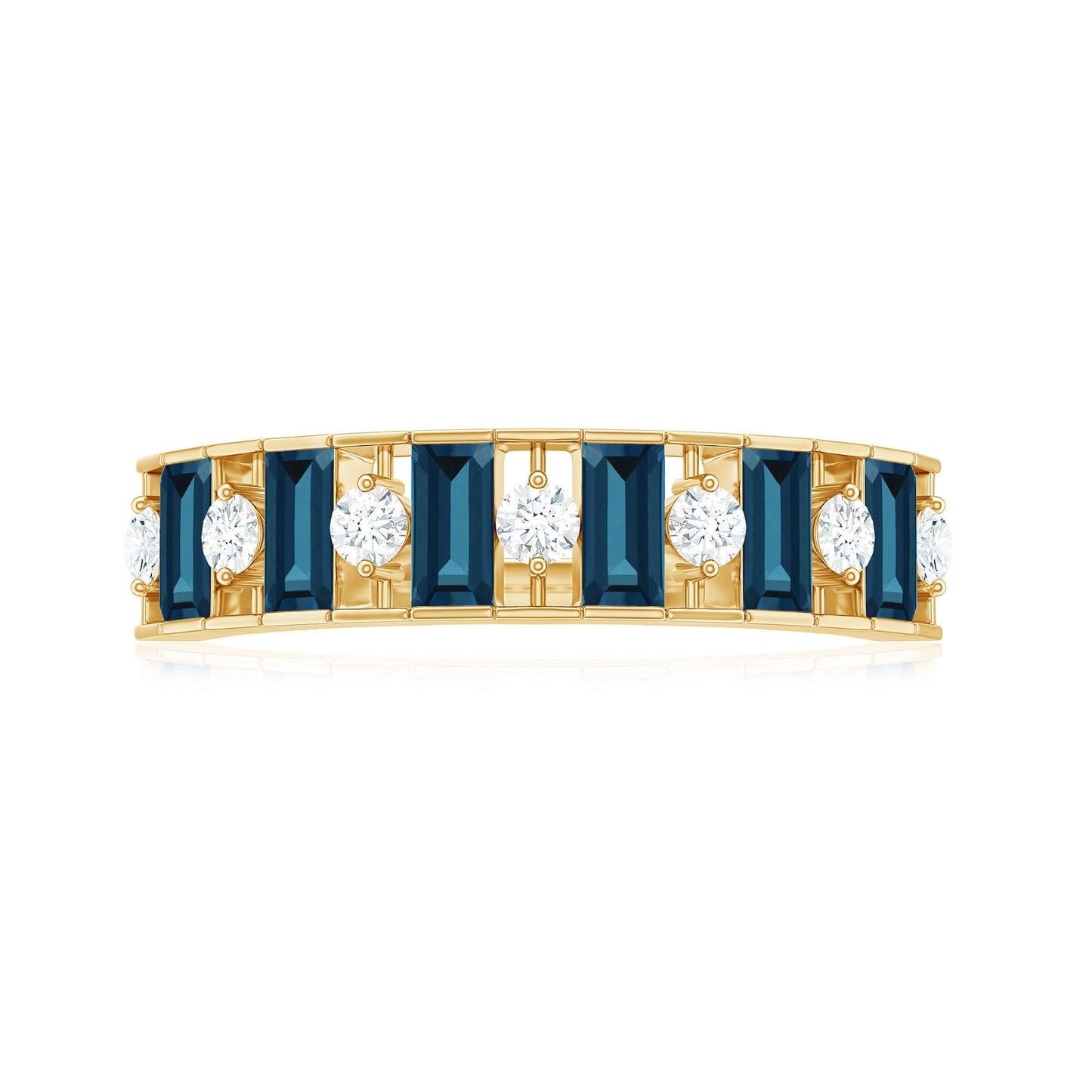 Baguette London Blue Topaz Eternity Anniversary Band with Diamond