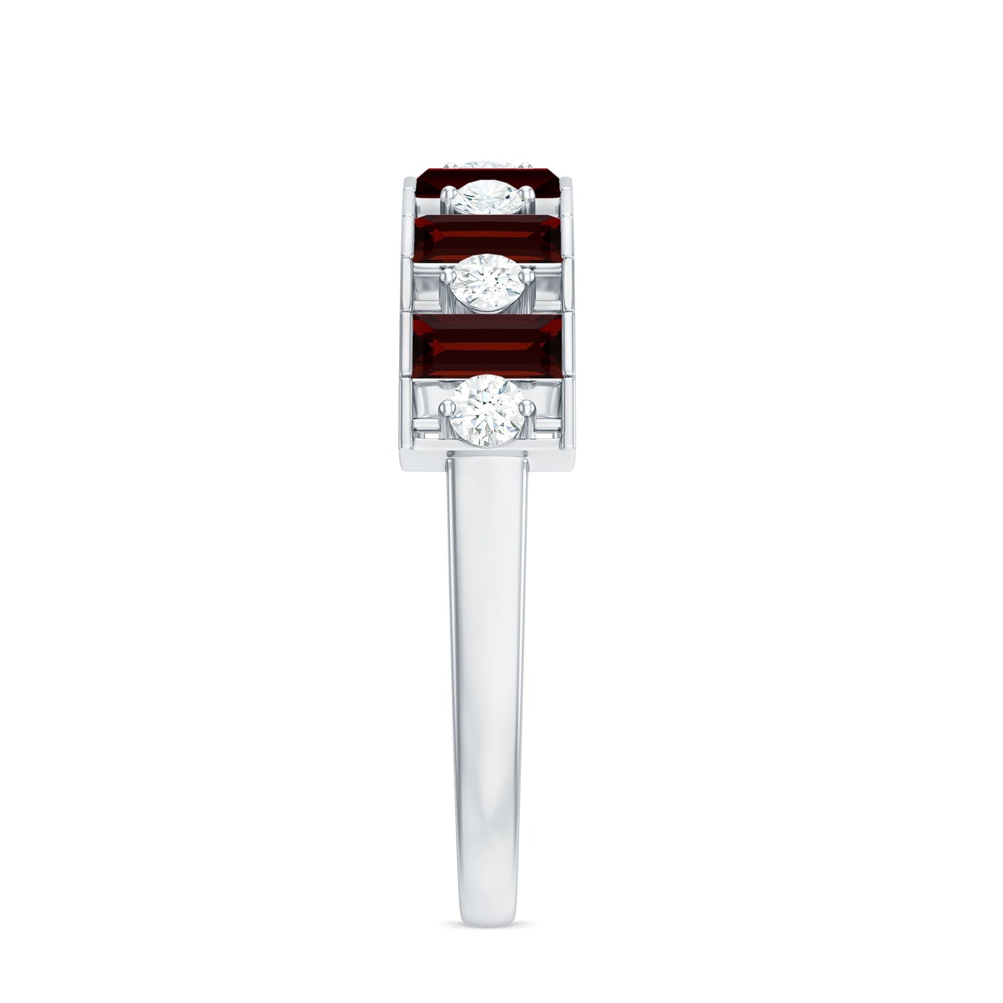Classic Garnet Baguette Eternity Wedding Band with Diamond