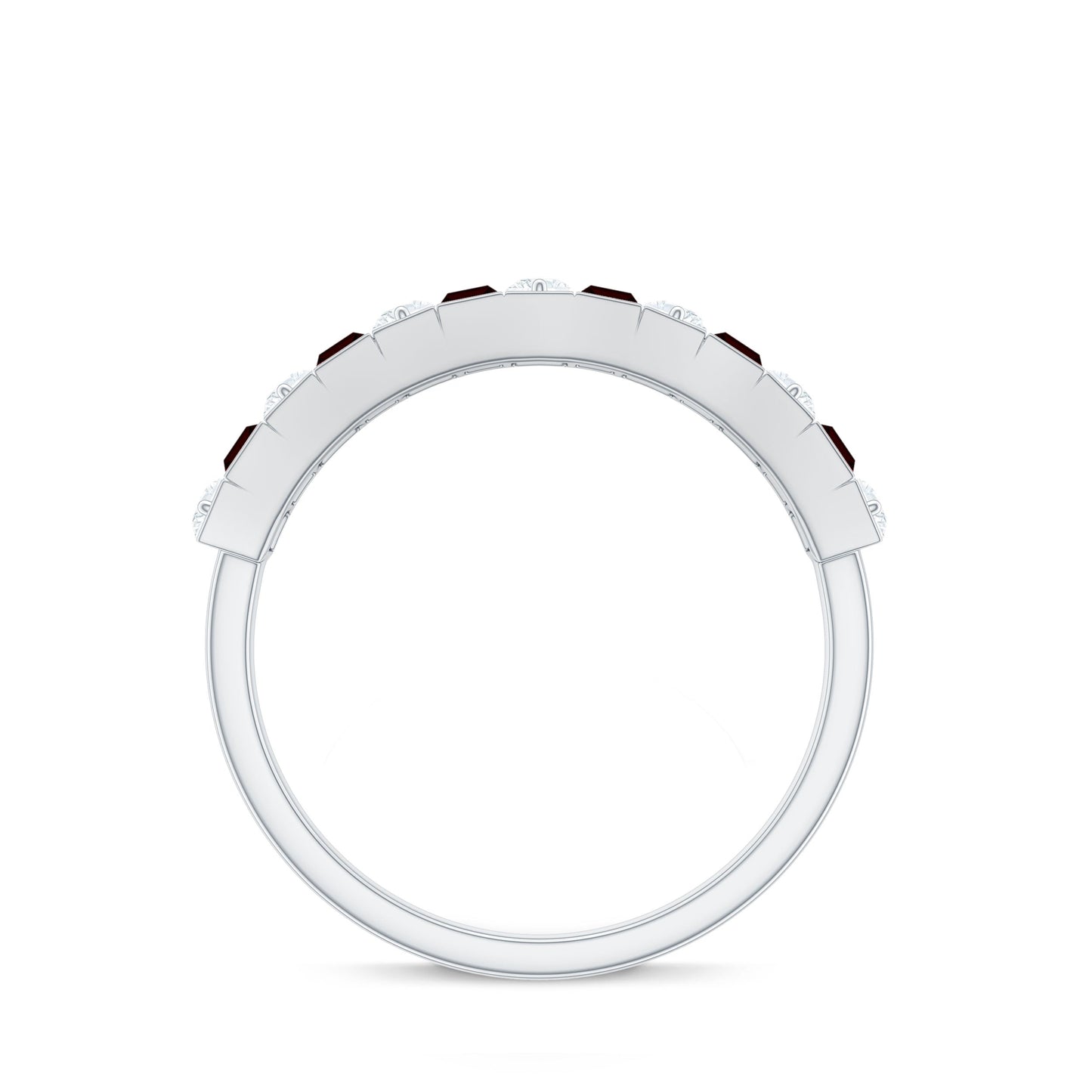 Classic Garnet Baguette Eternity Wedding Band with Diamond