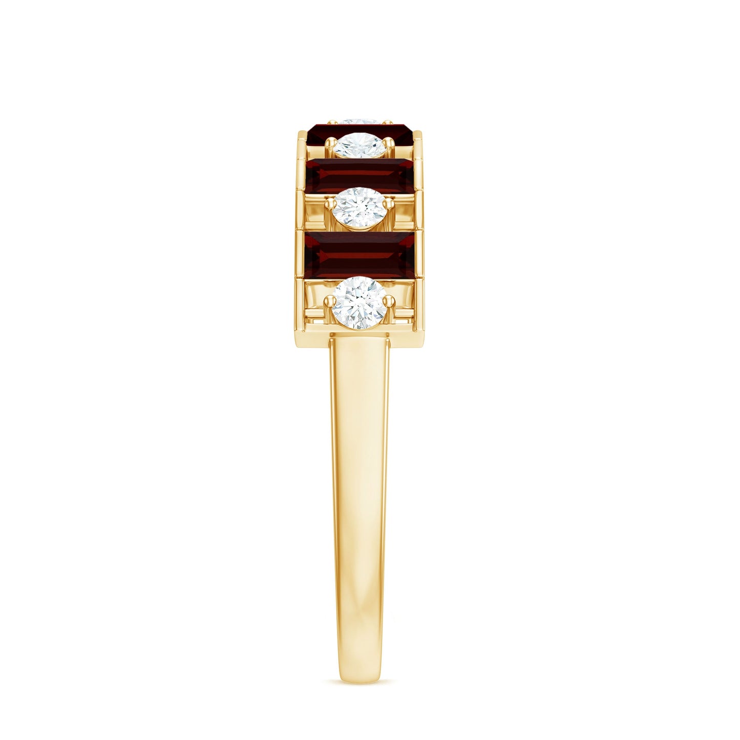 Classic Garnet Baguette Eternity Wedding Band with Diamond