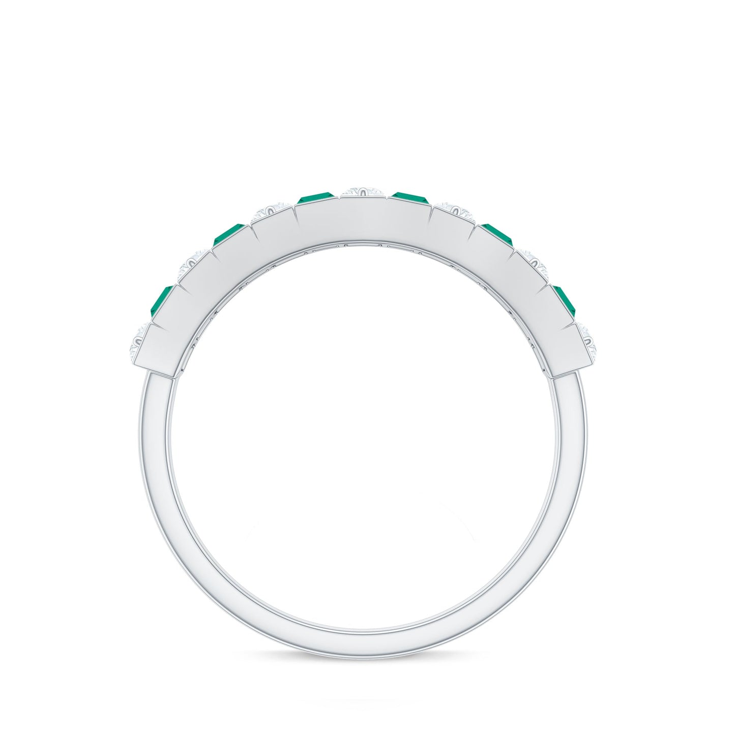 Certified Baguette Lab Grown Emerald Diamond Half Eternity Anniversary Band