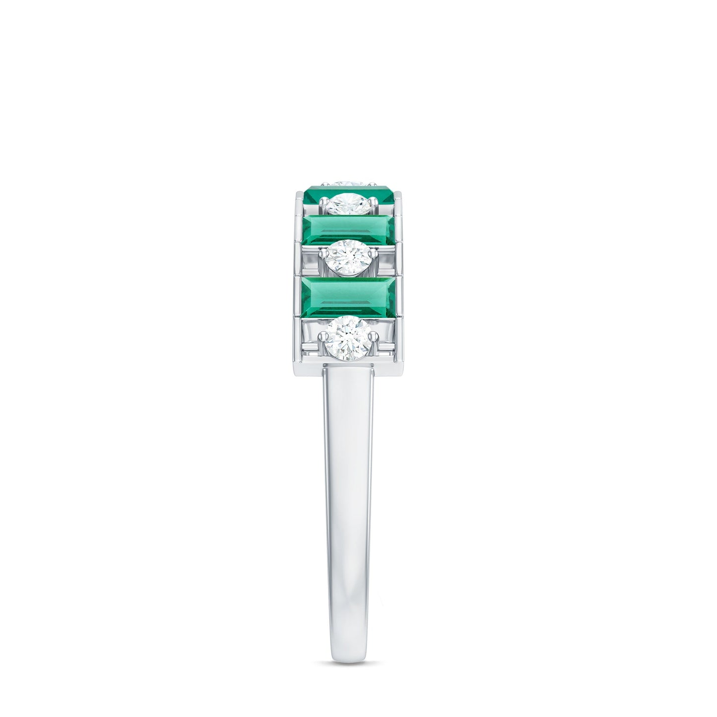 Certified Baguette Lab Grown Emerald Diamond Half Eternity Anniversary Band