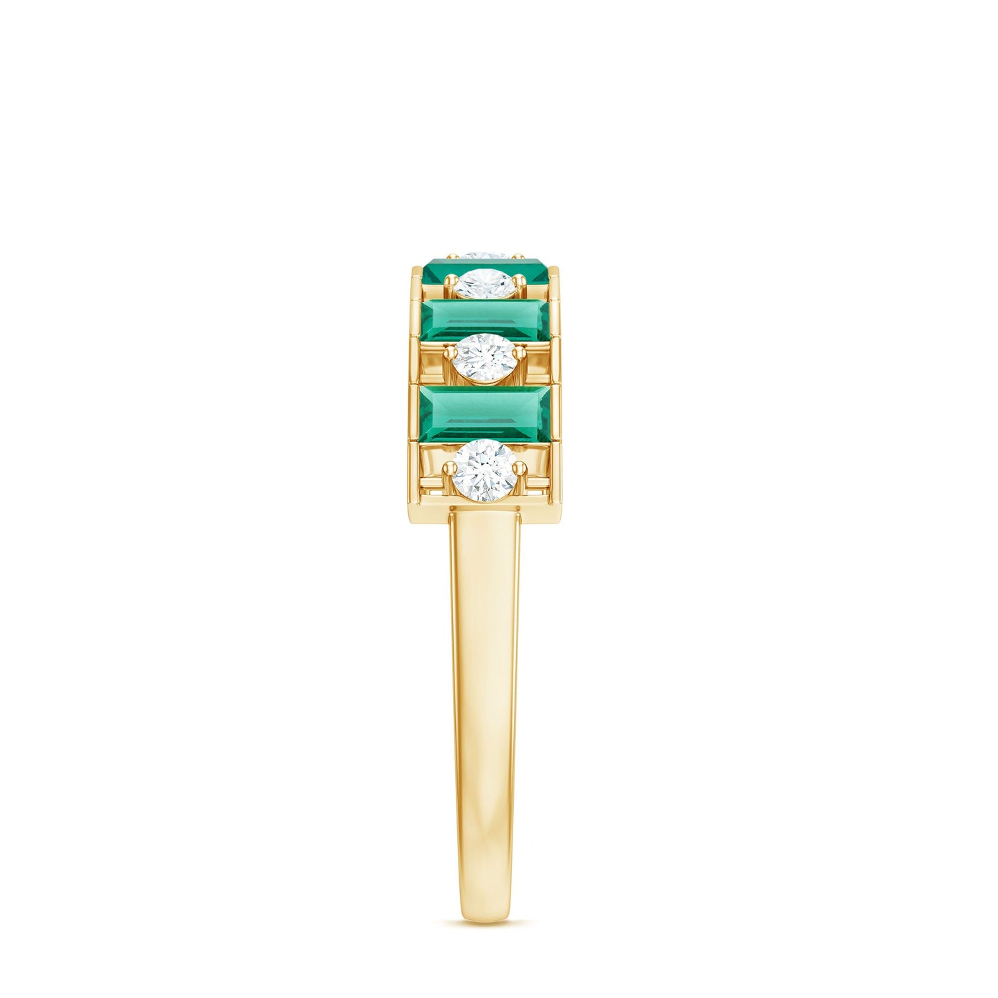 Certified Baguette Lab Grown Emerald Diamond Half Eternity Anniversary Band