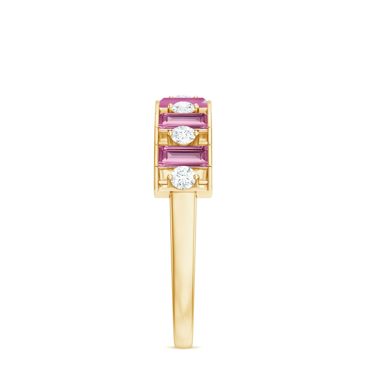 Alternate Pink Tourmaline and Diamond Half Eternity Ring