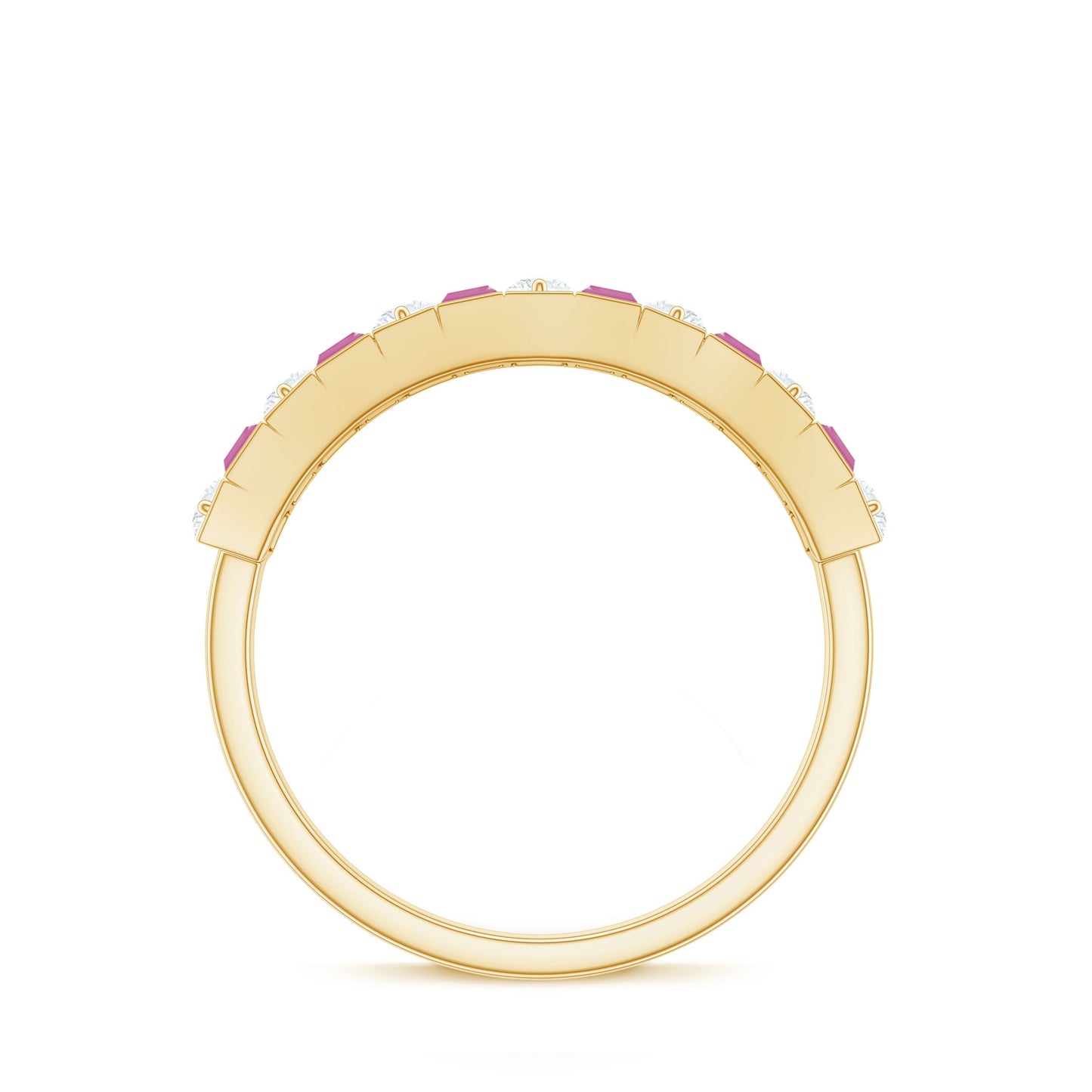 Alternate Pink Tourmaline and Diamond Half Eternity Ring