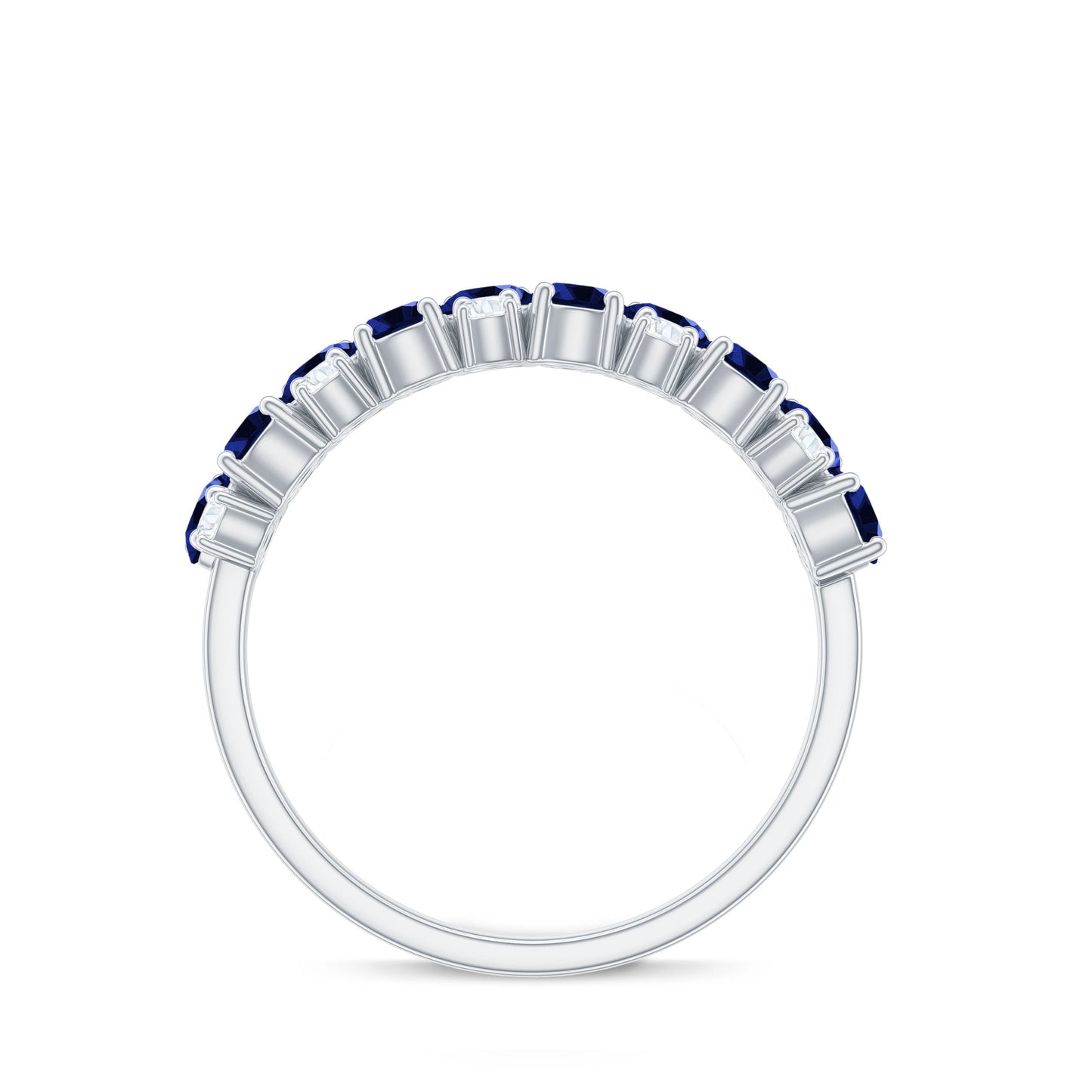 Certified Lab Grown Blue Sapphire Diamond Eternity Band Ring for Anniversary