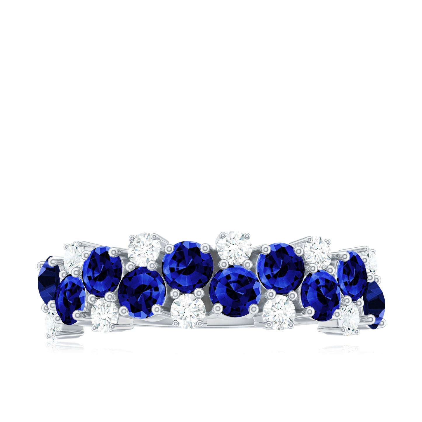 Certified Lab Grown Blue Sapphire Diamond Eternity Band Ring for Anniversary