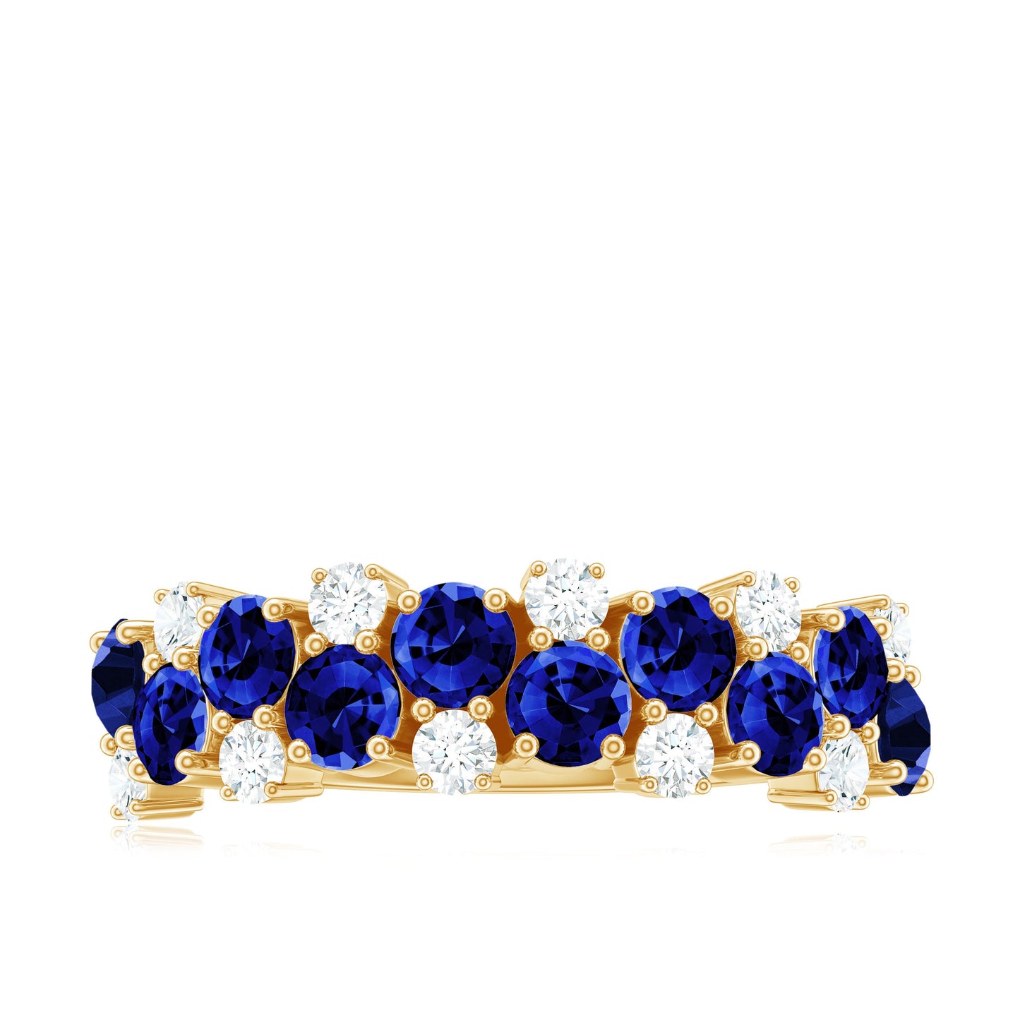 Certified Lab Grown Blue Sapphire Diamond Eternity Band Ring for Anniversary