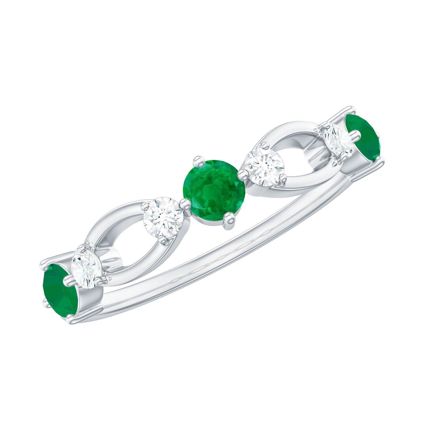 Natural Emerald Diamond Infinity Anniversary Ring