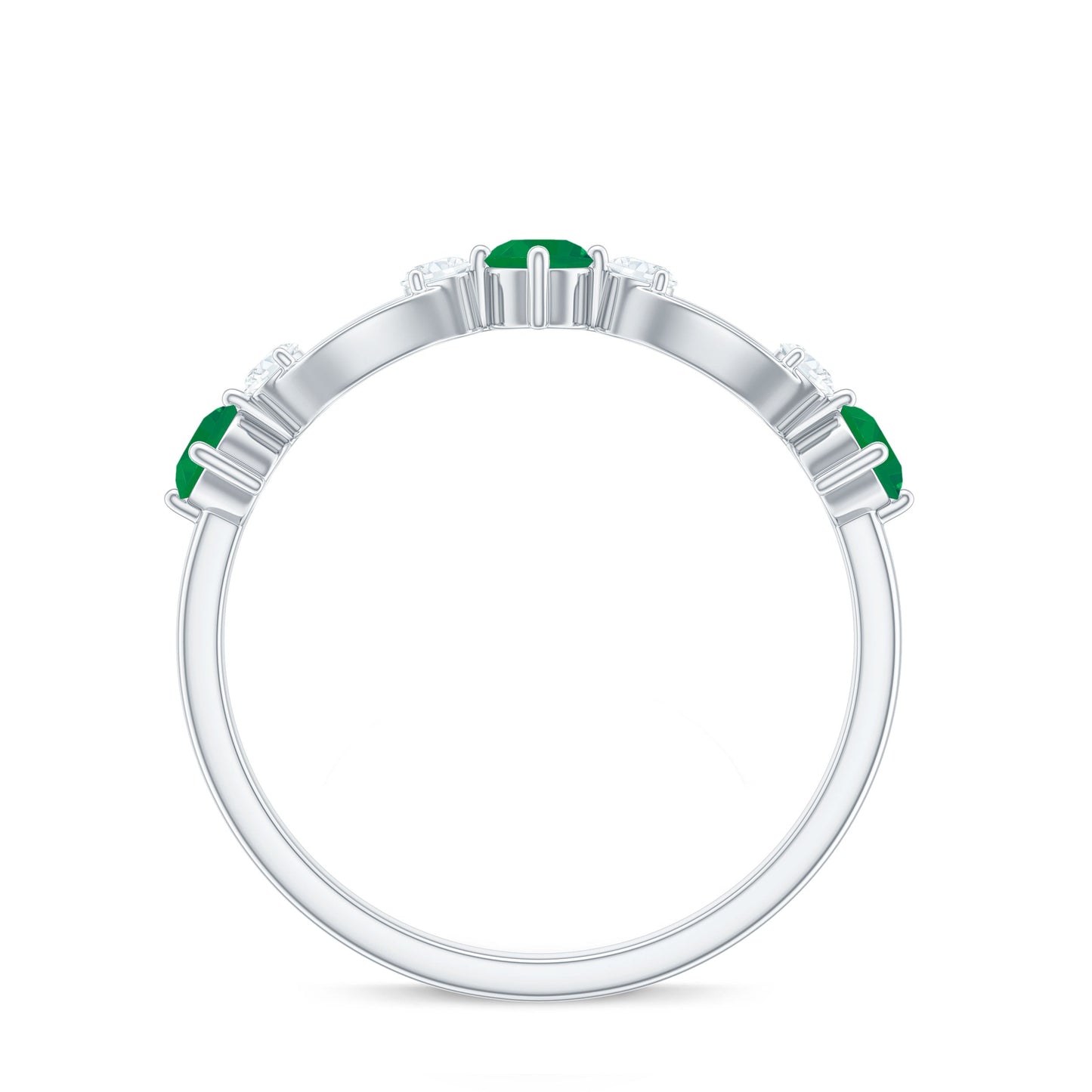 Natural Emerald Diamond Infinity Anniversary Ring
