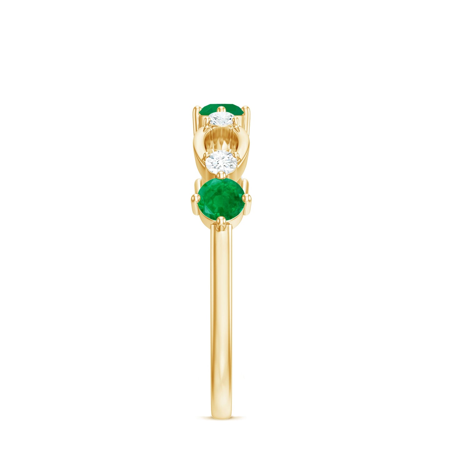 Natural Emerald Diamond Infinity Anniversary Ring