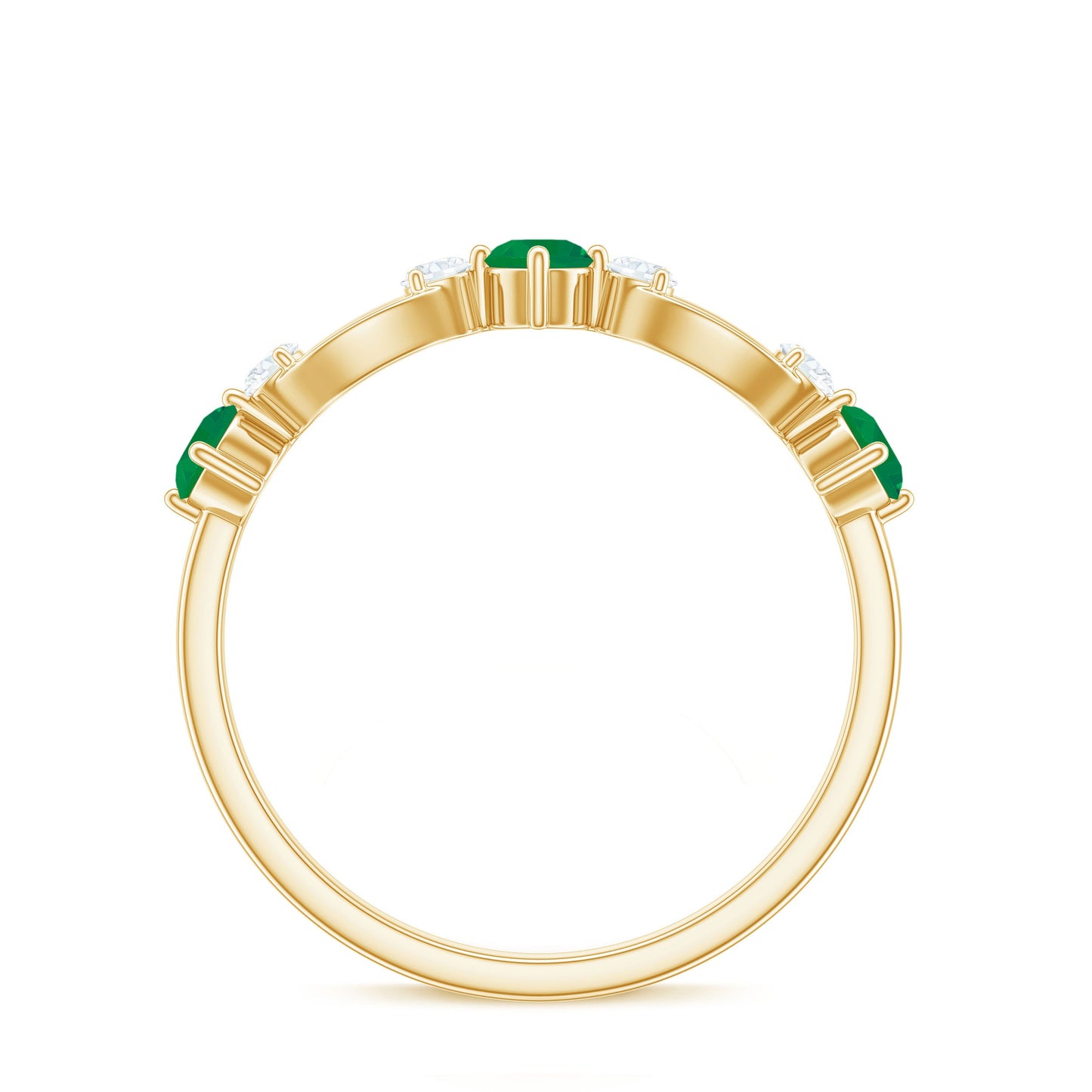 Natural Emerald Diamond Infinity Anniversary Ring