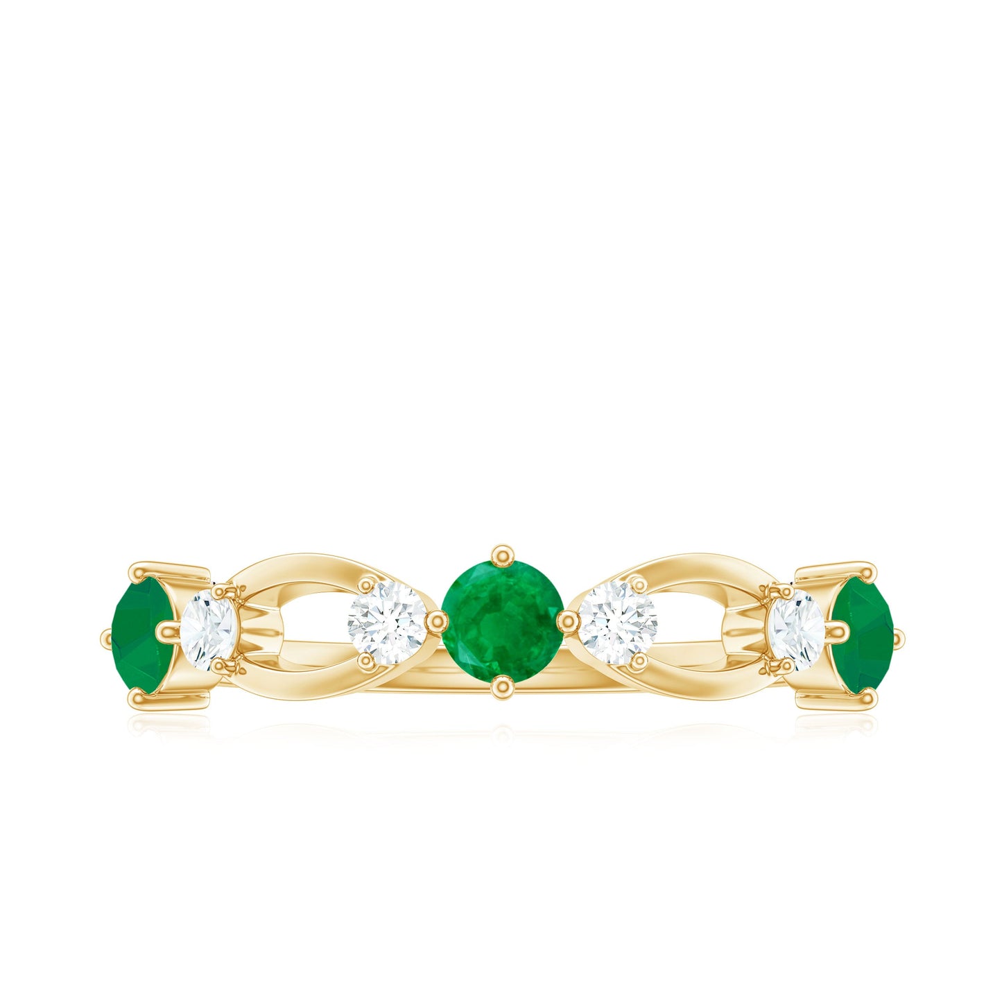 Natural Emerald Diamond Infinity Anniversary Ring
