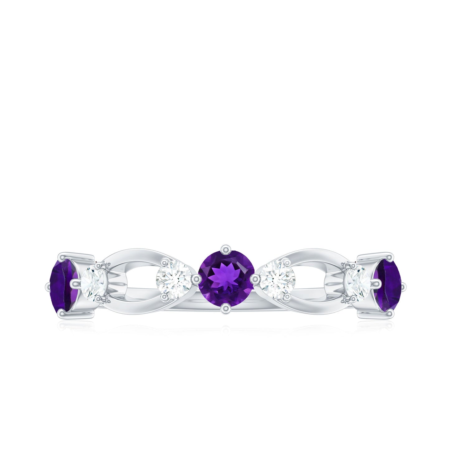 Natural Amethyst Diamond Promise Ring for Women