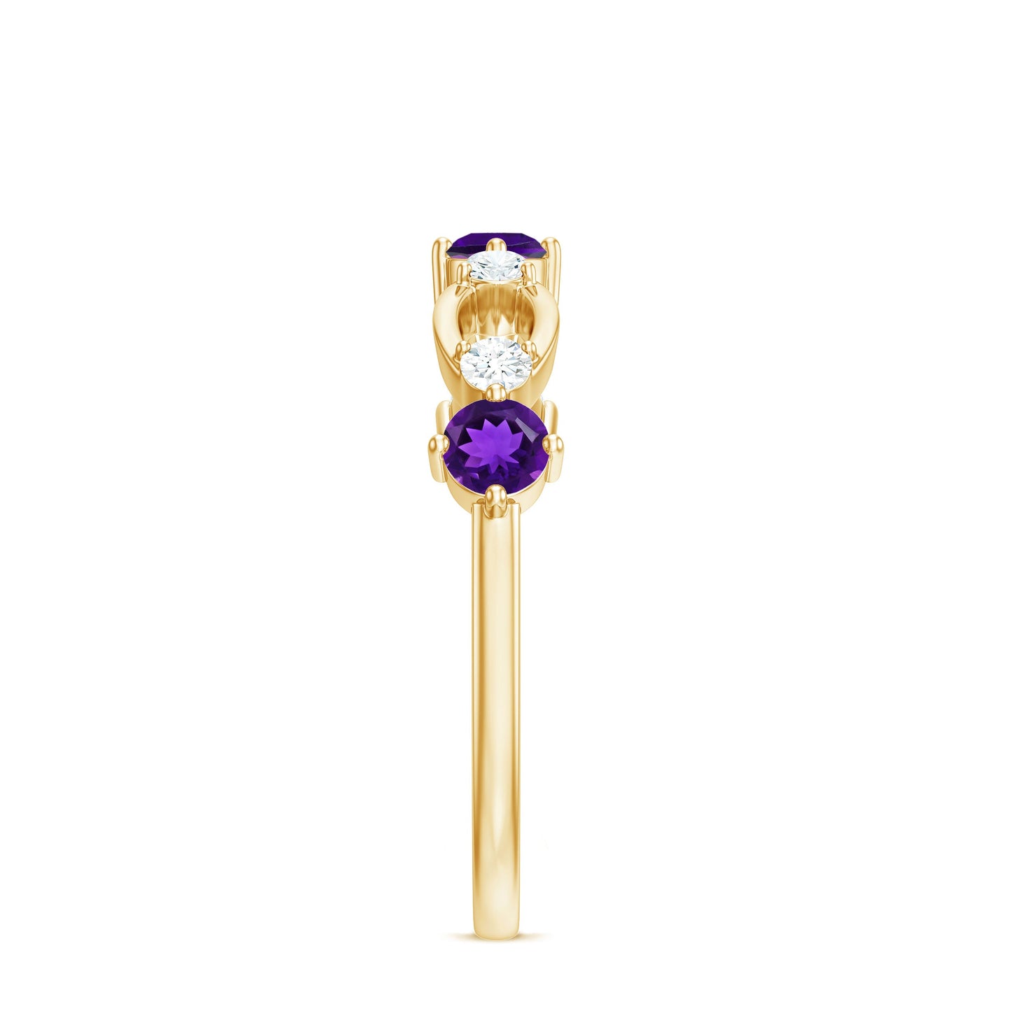 Natural Amethyst Diamond Promise Ring for Women