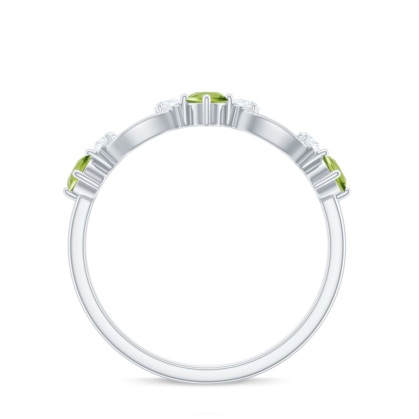 Minimal Peridot Promise Ring with Diamond