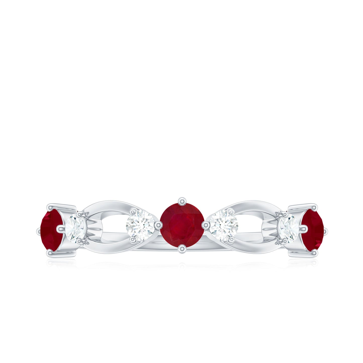Genuine Ruby Promise Ring with Diamond for Women