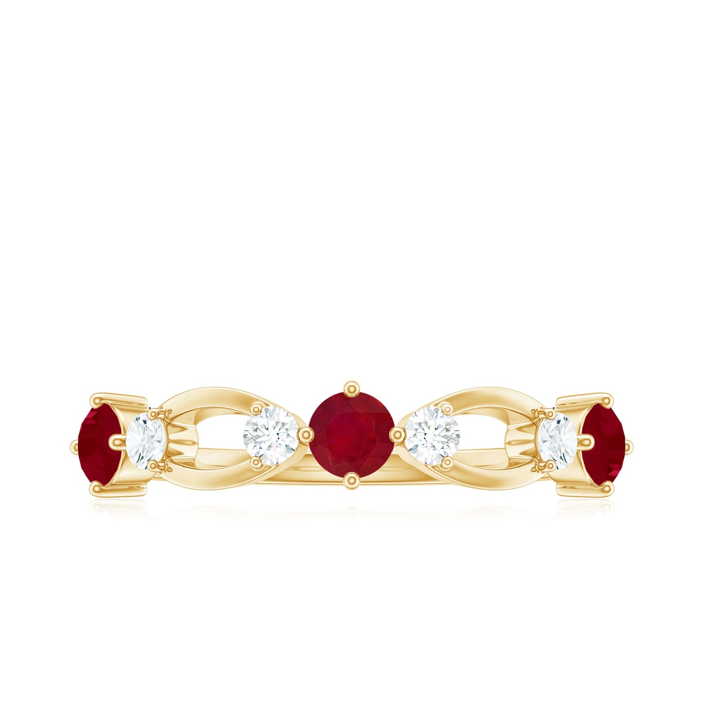 Genuine Ruby Promise Ring with Diamond for Women