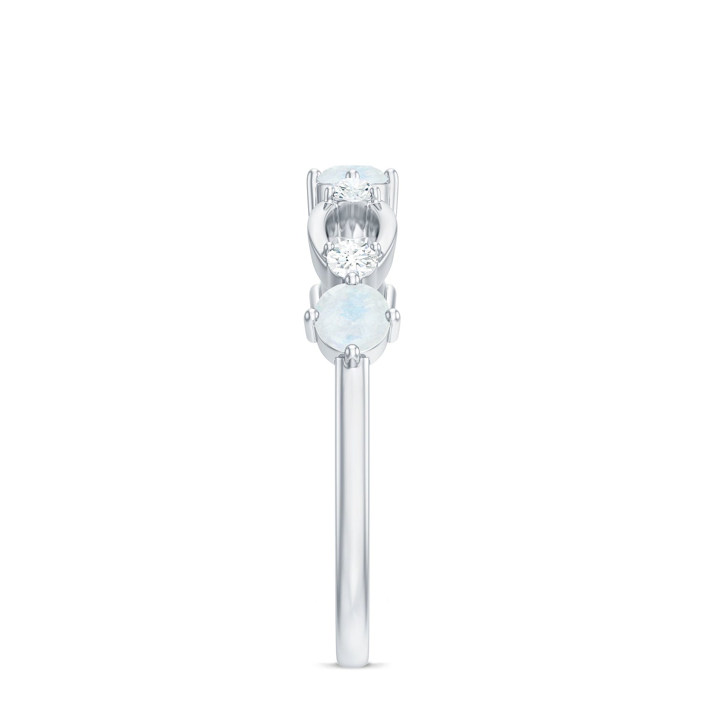 Minimal Promise Ring with Moonstone and Diamond