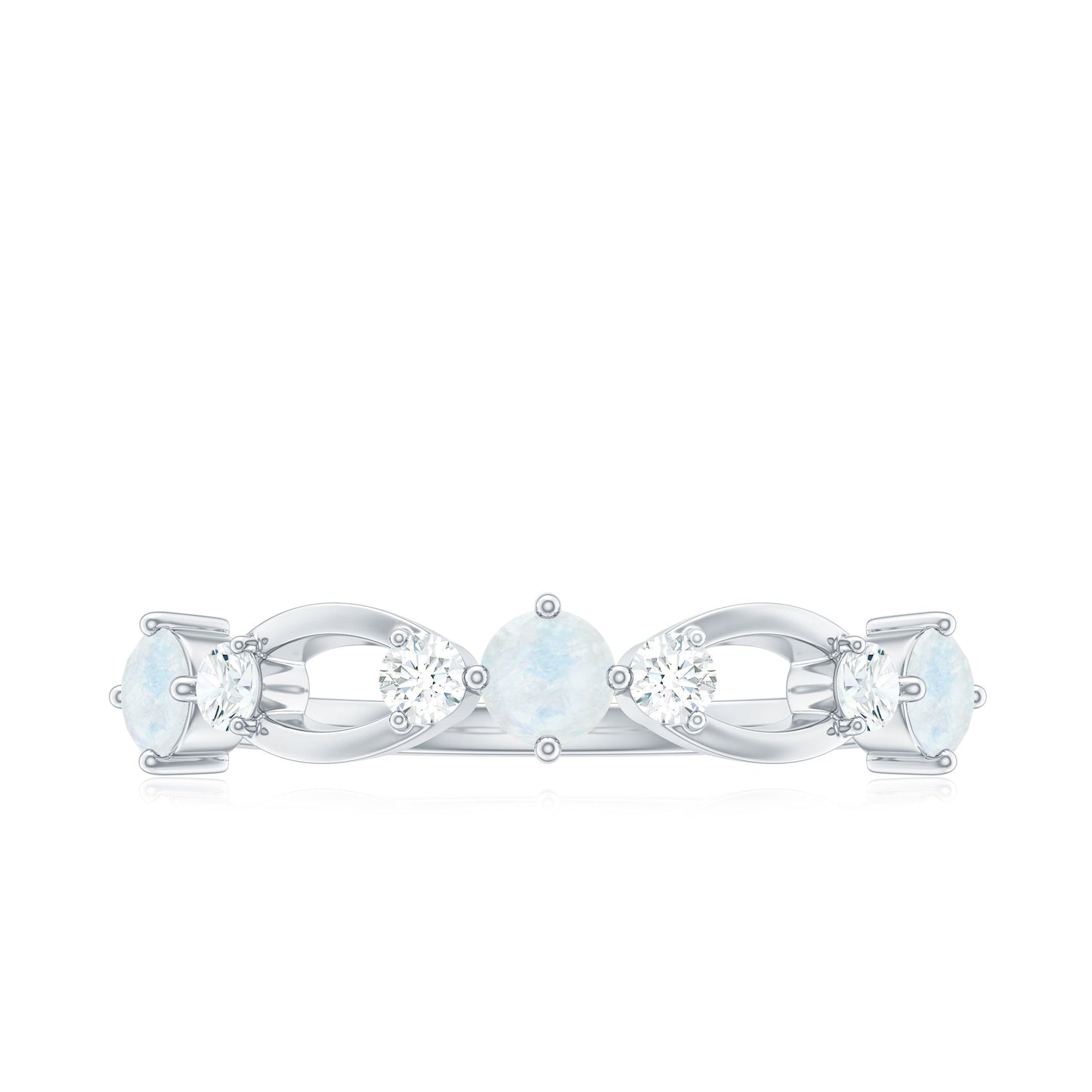 Minimal Promise Ring with Moonstone and Diamond