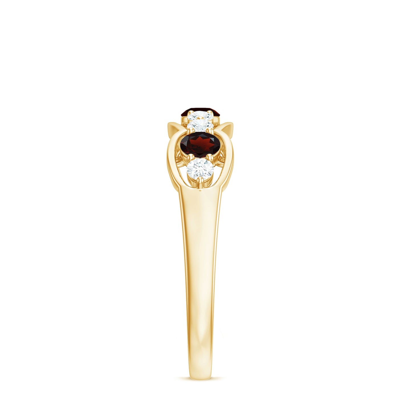 Natural Garnet Half Eternity Ring with Diamond