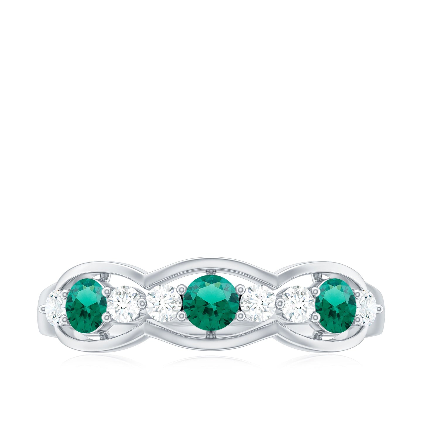 Certified Lab Grown Emerald Diamond Half Eternity Anniversary Ring