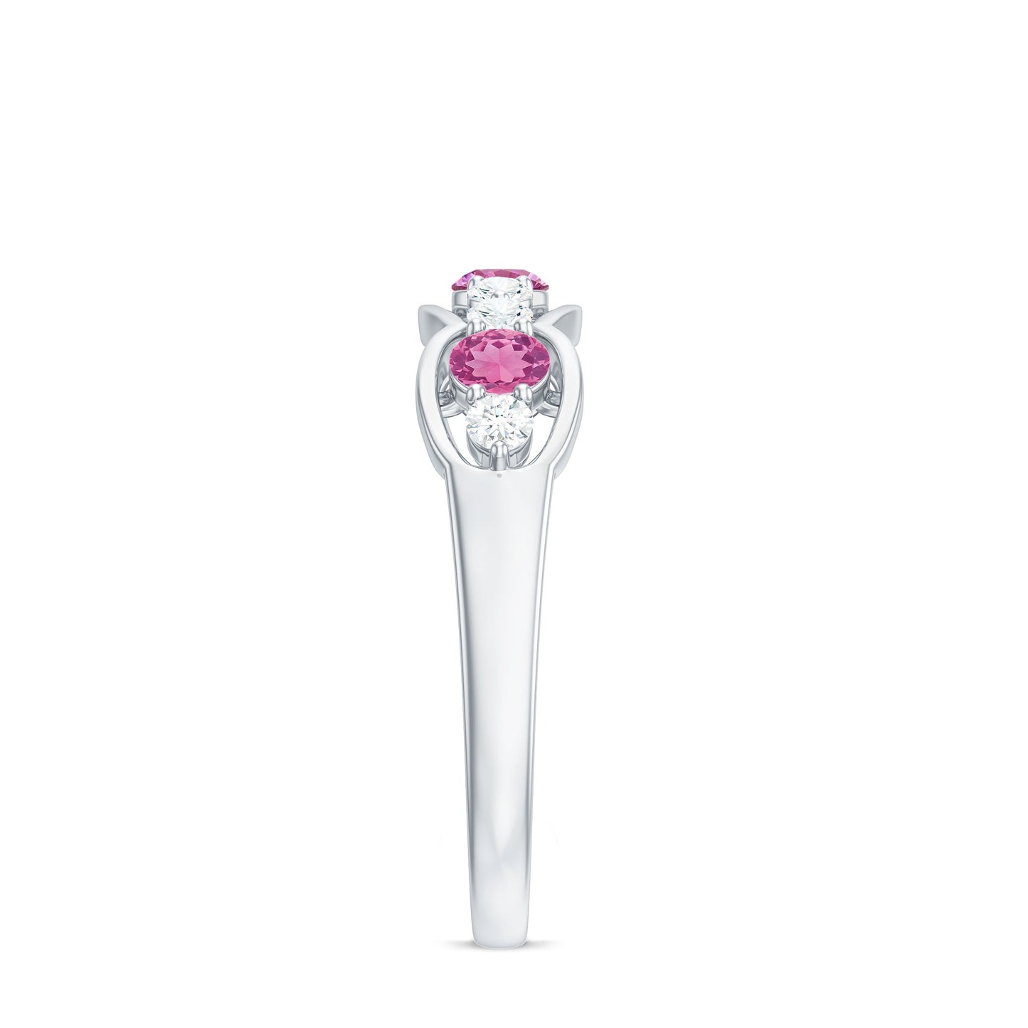Pink Tourmaline and Diamond Wedding Anniversary Band Ring