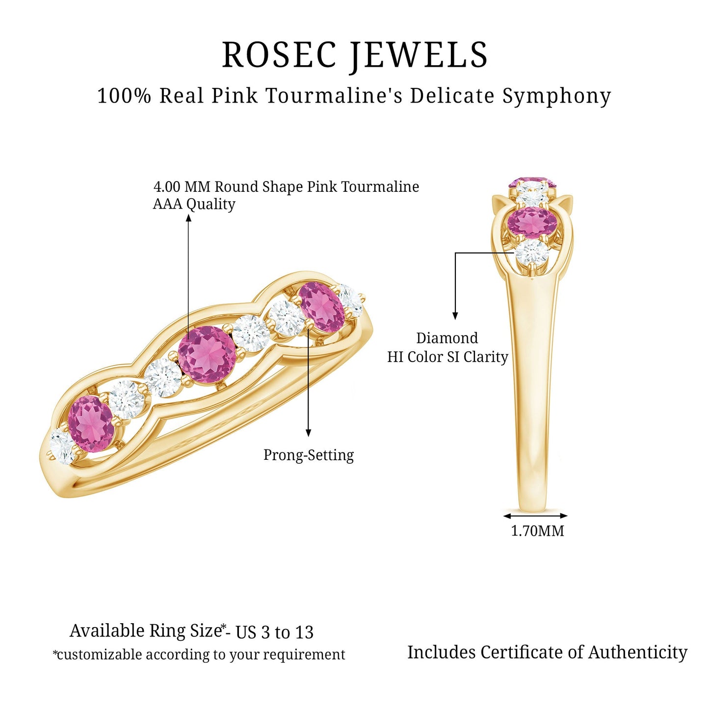 Pink Tourmaline and Diamond Wedding Anniversary Band Ring